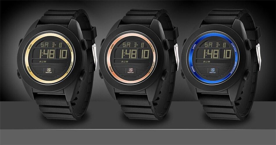 Digital Sport Men Watch Waterproof LED Wrist Watch Modern Round Black Design For Mens Stevvex