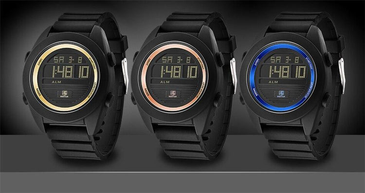 Digital Sport Men Watch Waterproof LED Wrist Watch Modern Round Black Design For Mens Stevvex