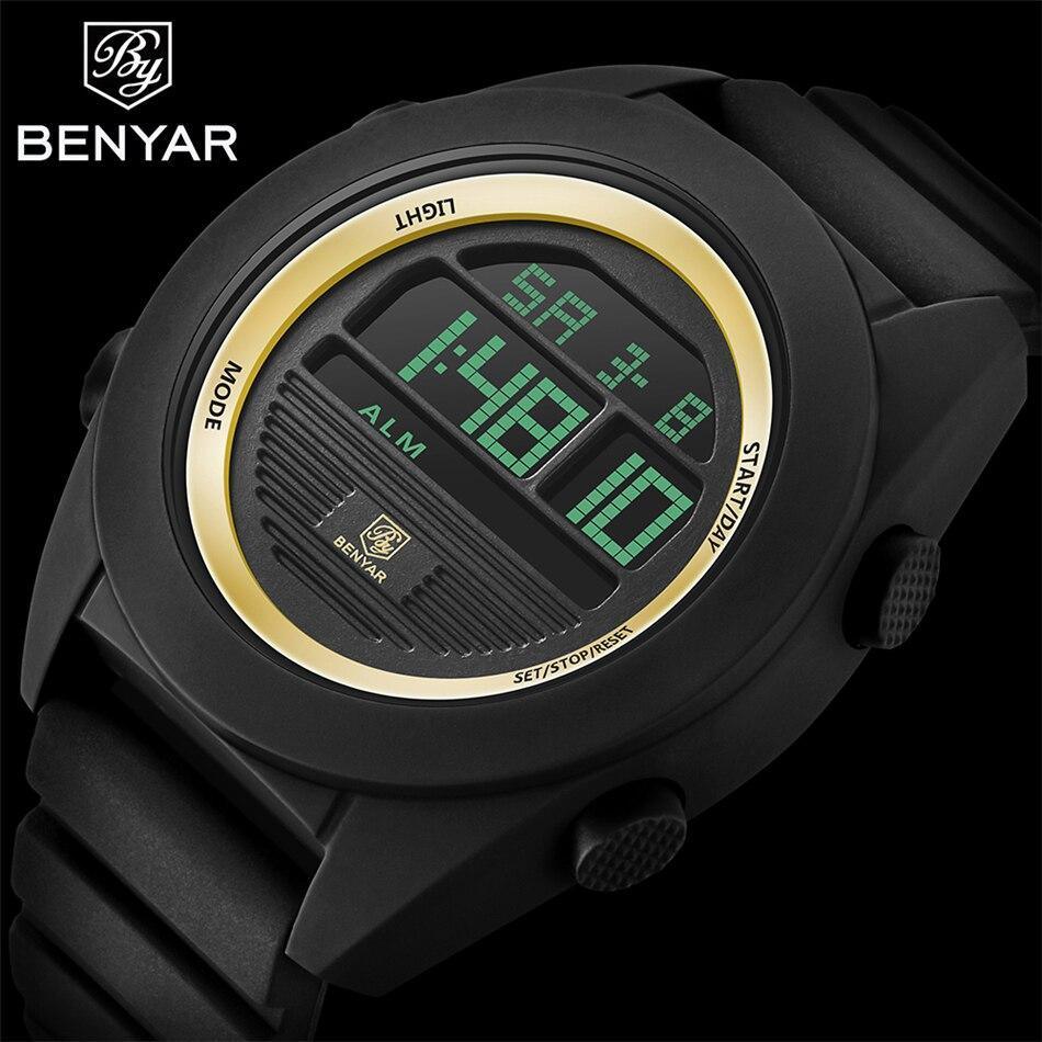 Digital Sport Men Watch Waterproof LED Wrist Watch Modern Round Black Design For Mens Stevvex
