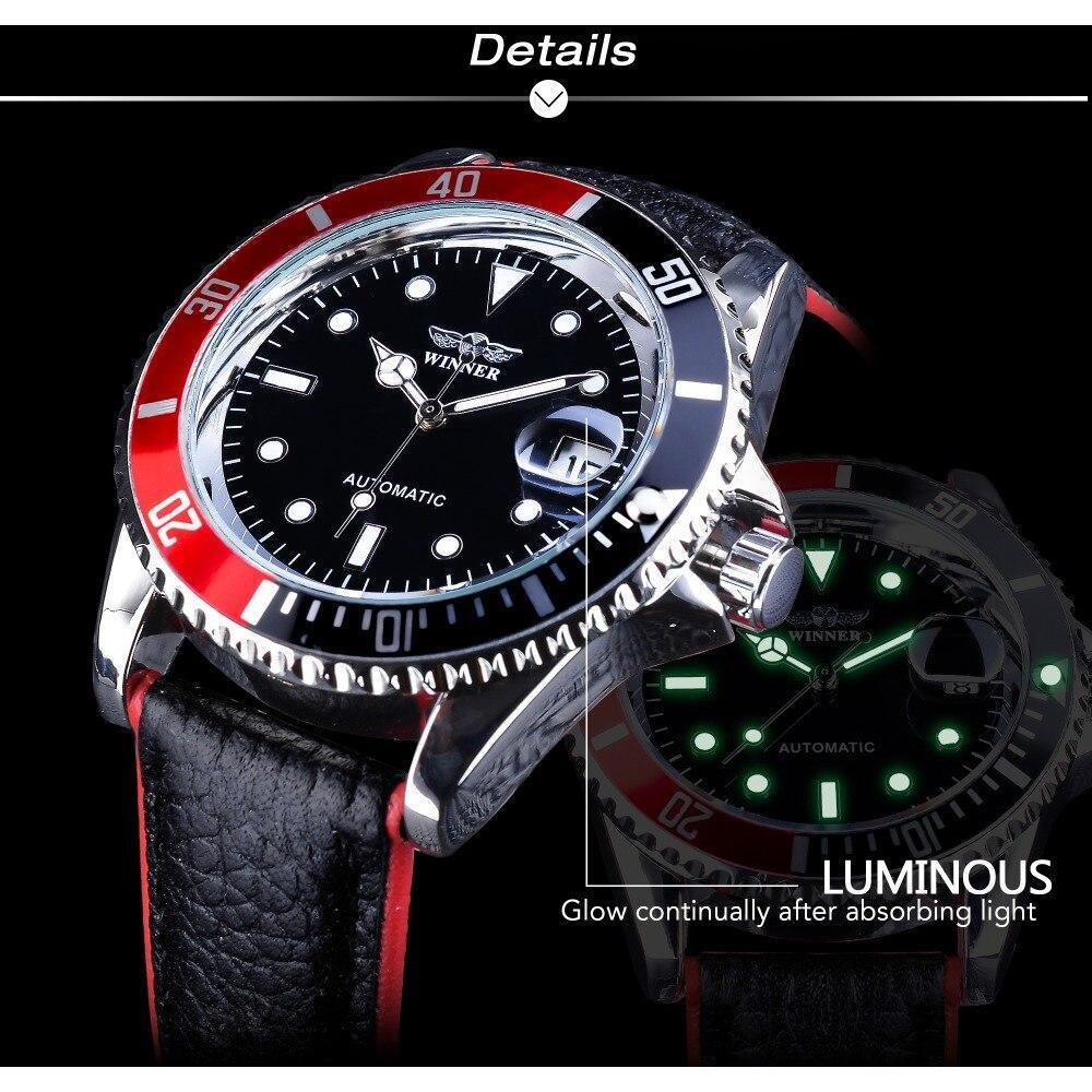 2021 Fashion Black Red Sport Mens Watches Luxury Luminous Hands Watch Elegant Leather Strap Design Stevvex
