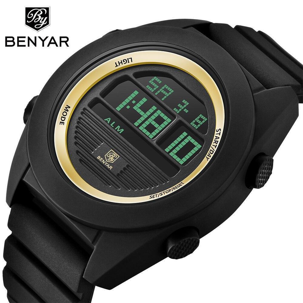 Digital Sport Men Watch Waterproof LED Wrist Watch Modern Round Black Design For Mens Stevvex