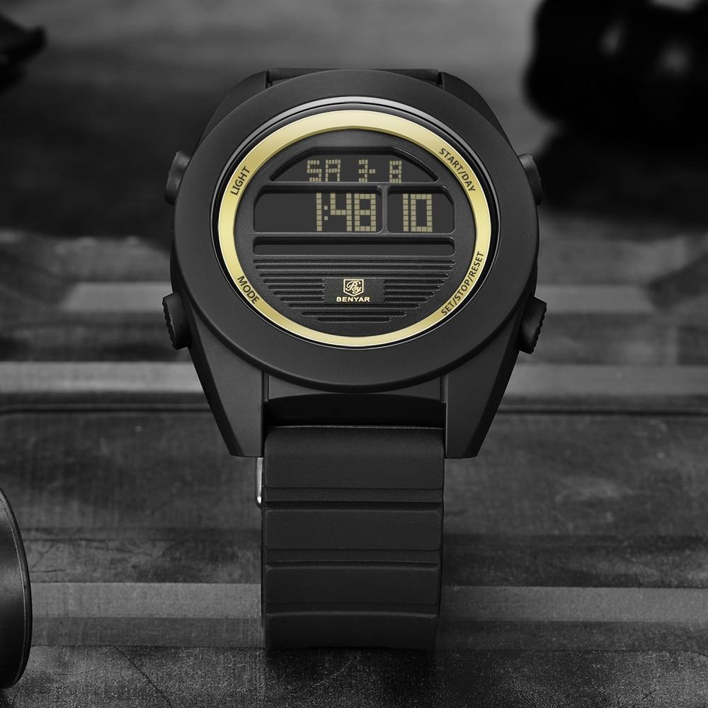 Digital Sport Men Watch Waterproof LED Wrist Watch Modern Round Black Design For Mens Stevvex