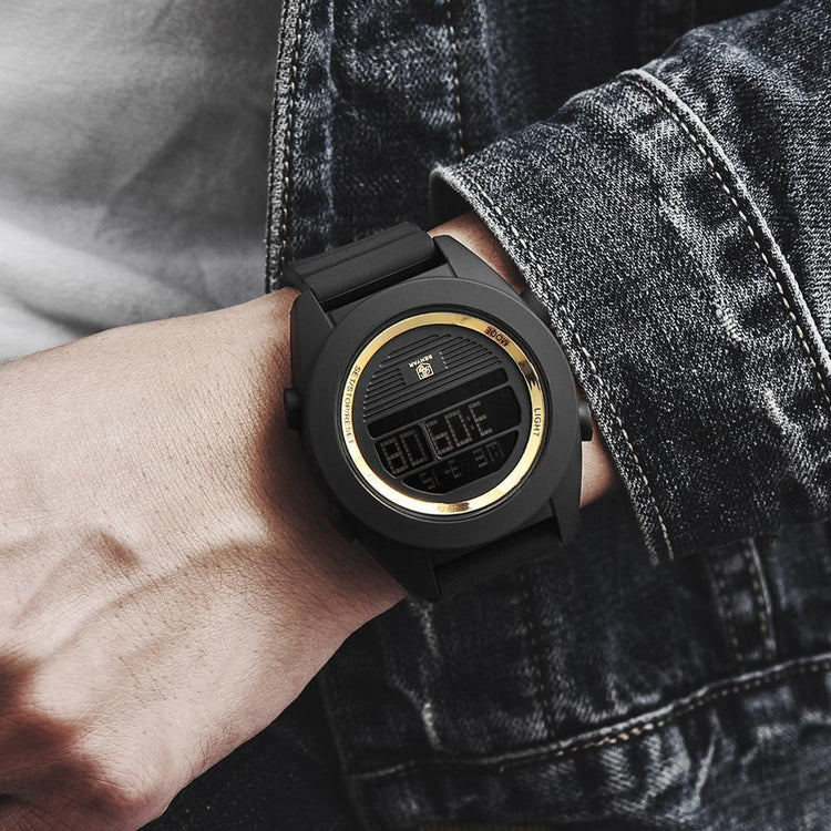 Digital Sport Men Watch Waterproof LED Wrist Watch Modern Round Black Design For Mens Stevvex
