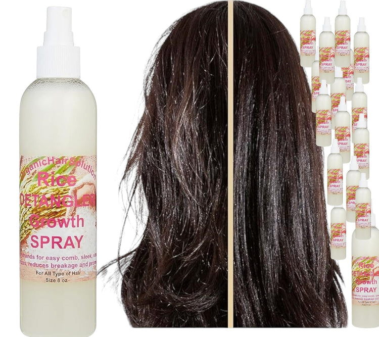 Wholesale-Rice Water Hair Growth Spray - Biotin Infused Hair Conditioner. Thickening, Moisturizing, Sprays with Aloe Vera, Tea Tree, Jojoba Seed, Argan (24 pack) Organic Hair Solution, LLC