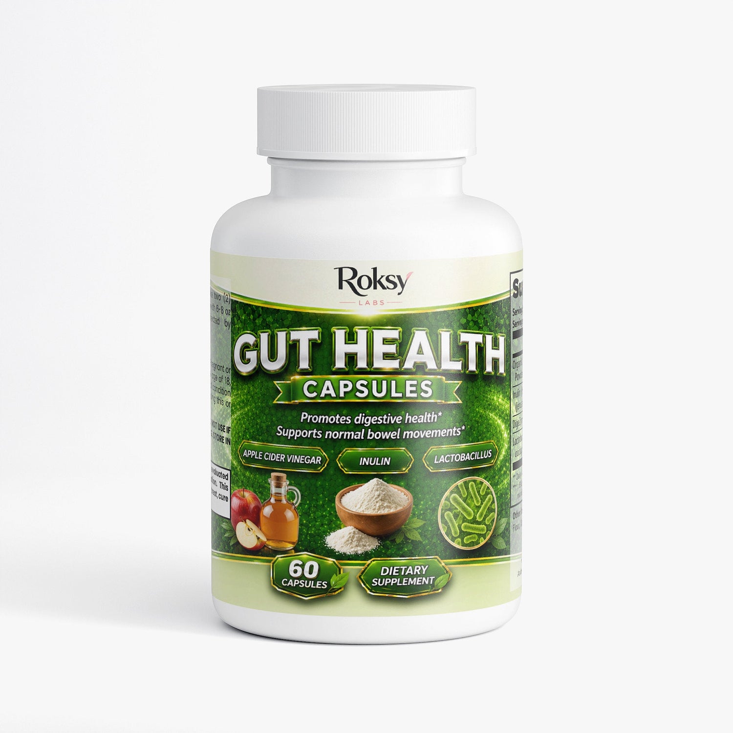 Gut Health and Probiotics Digestive Support 60 Capsules Roksy