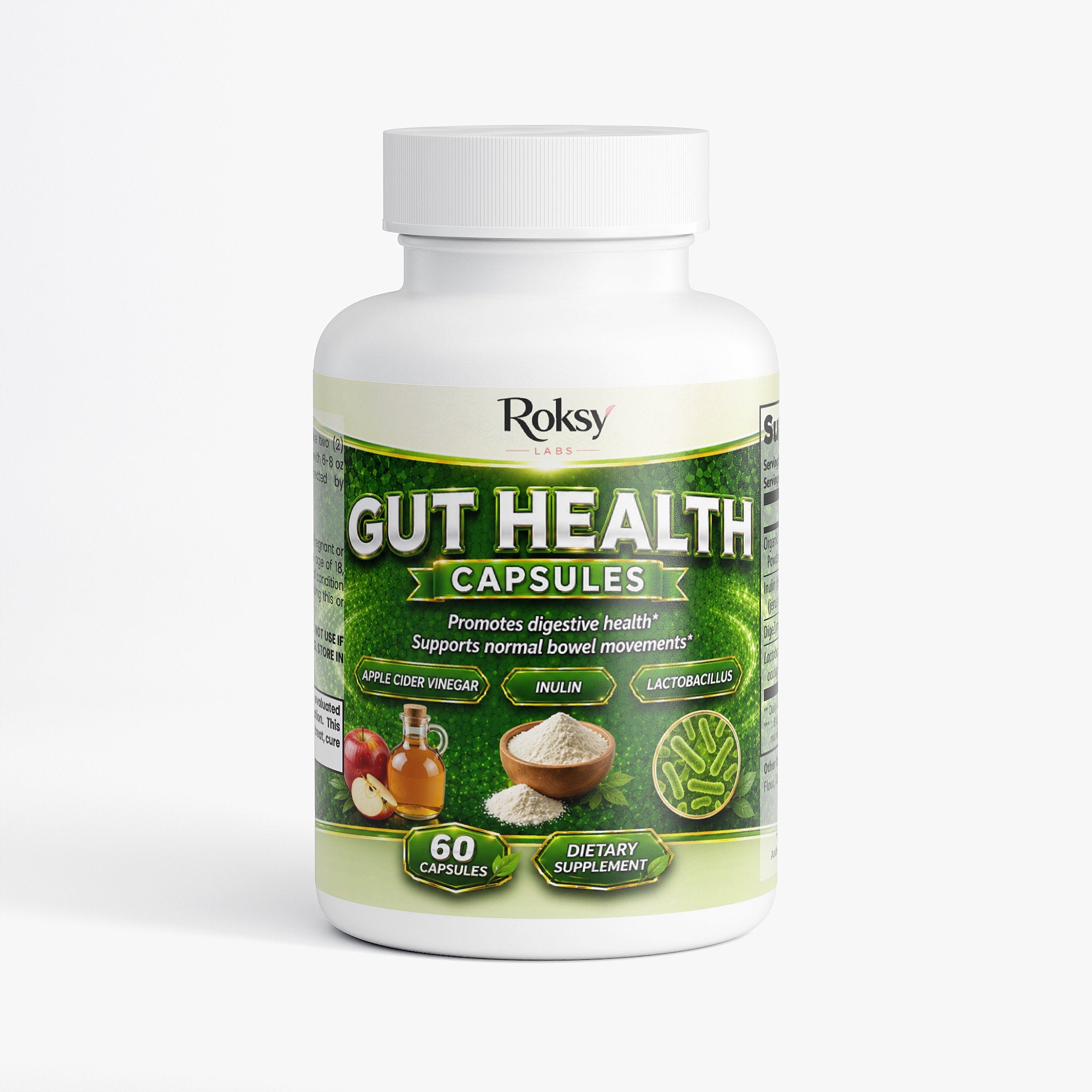 Gut Health and Probiotics Digestive Support 60 Capsules Roksy