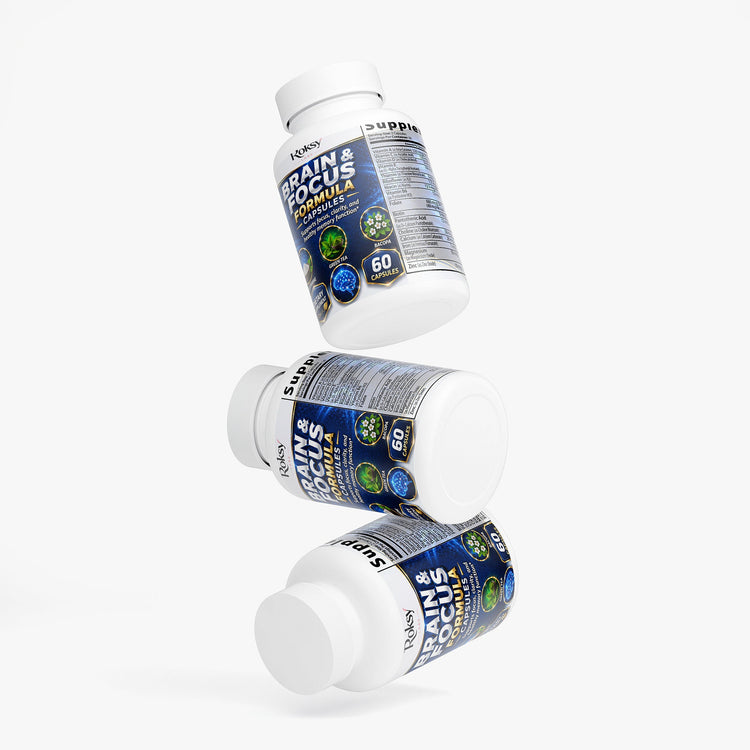 Brain Health Supplement for Focus & Clarity 60 ct – Nootropic Brain Support for Memory & Energy Roksy