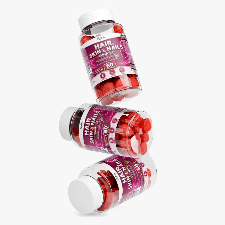 Premium Hair Skin & Nails Gummies - Collagen Supplements for Skin Health with Biotin 60ct Roksy