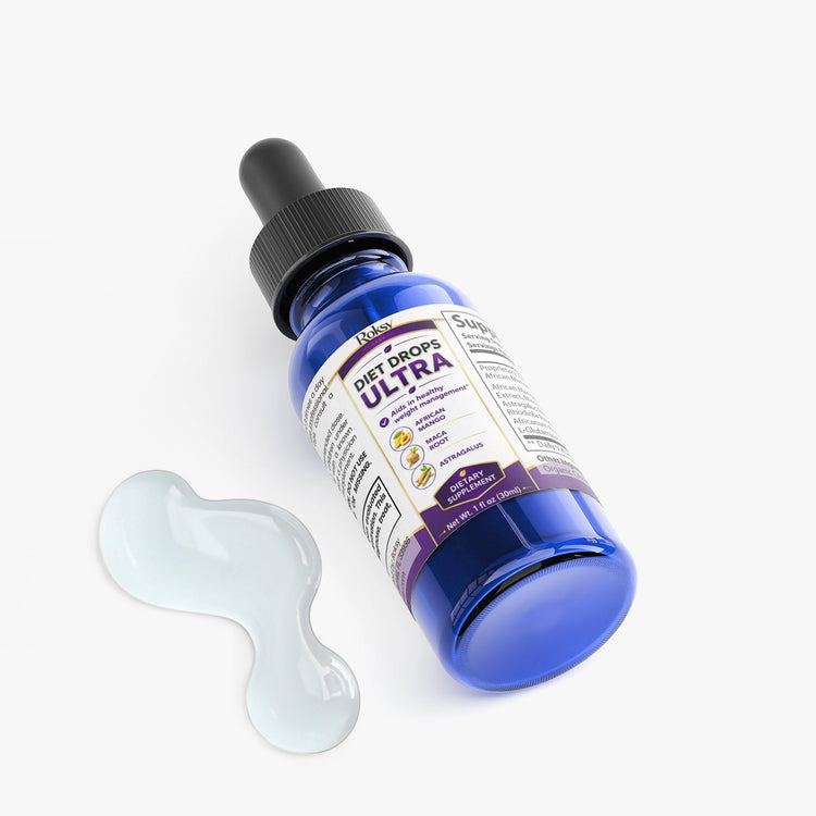 Diet Supplement - Ultra Diet Drops for Weight Management 1 oz (30ml) African Mango, Maca Root, and Rhodiola Rosea Roksy