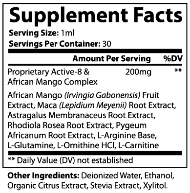 Diet Supplement - Ultra Diet Drops for Weight Management 1 oz (30ml) African Mango, Maca Root, and Rhodiola Rosea Roksy