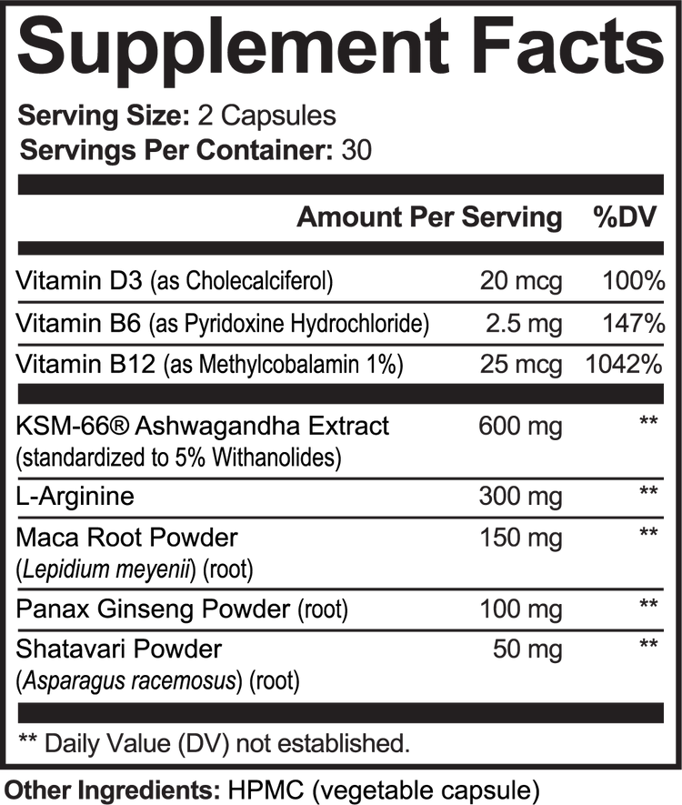 Ashwagandha Plus Dietary Supplement for Energy with KSM-66®, Maca & Ginseng – Stress, & Stamina Support | 60 Caps Roksy