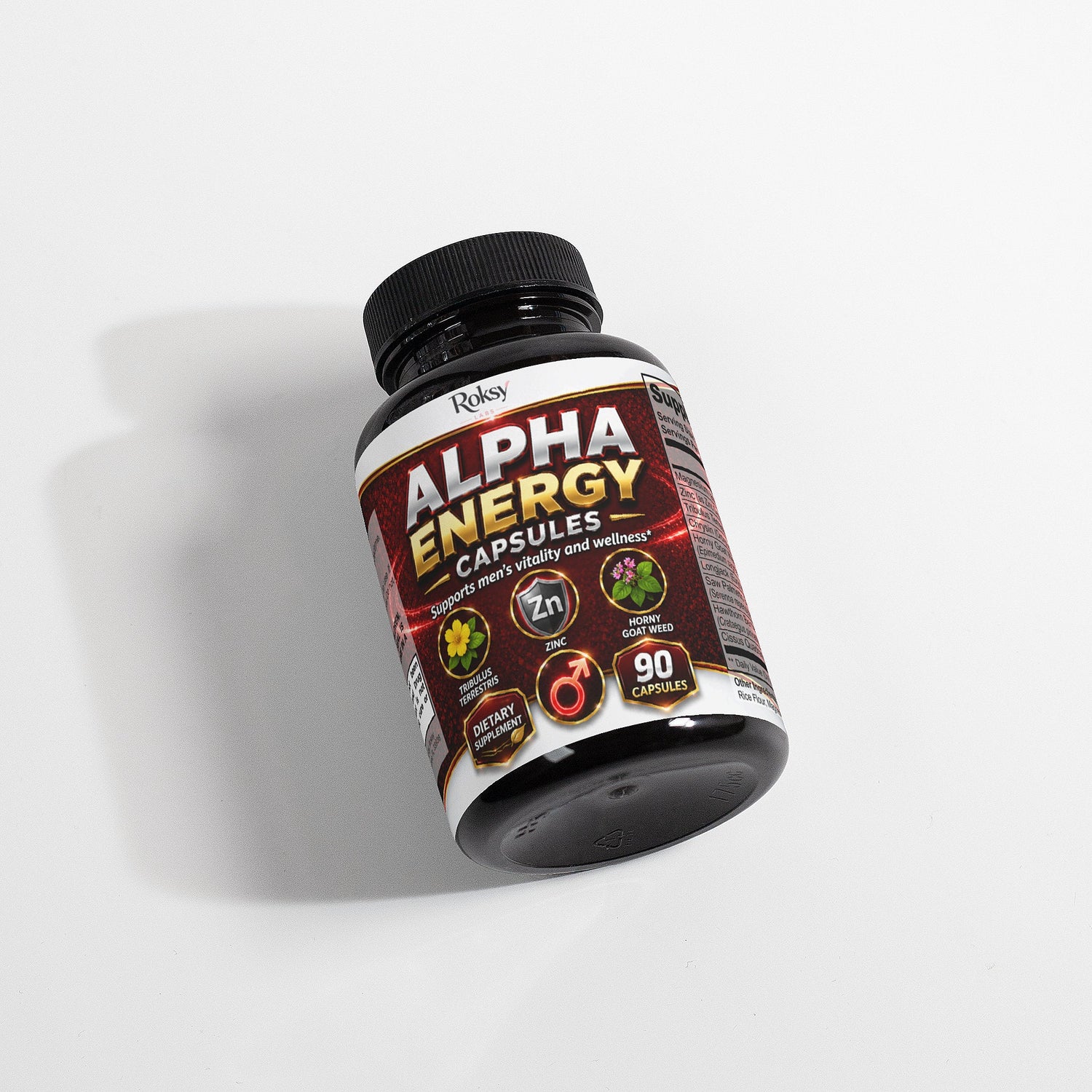 Alpha Energy 90 Caps with Horny Goat Magnesium Saw Palmetto Roksy