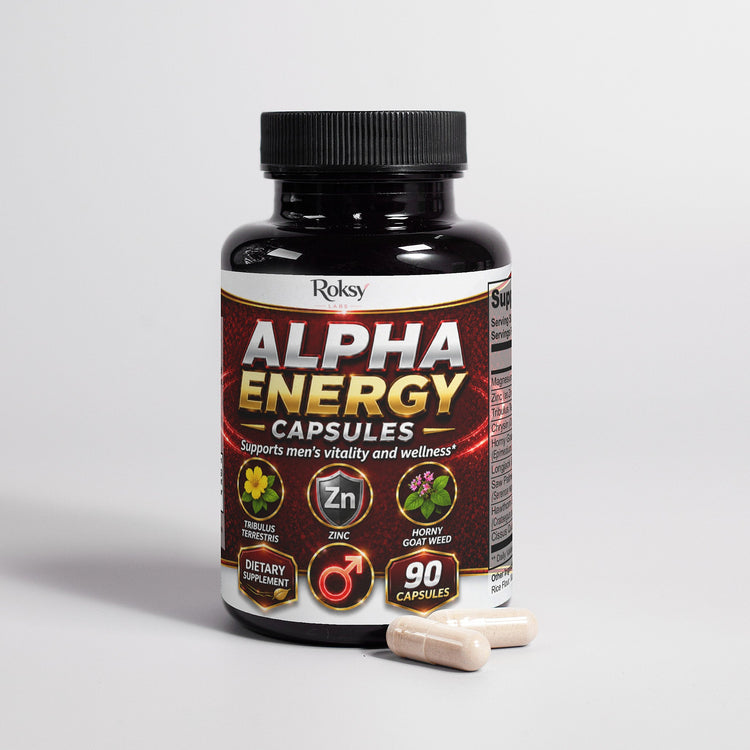 Alpha Energy 90 Caps with Horny Goat Magnesium Saw Palmetto Roksy