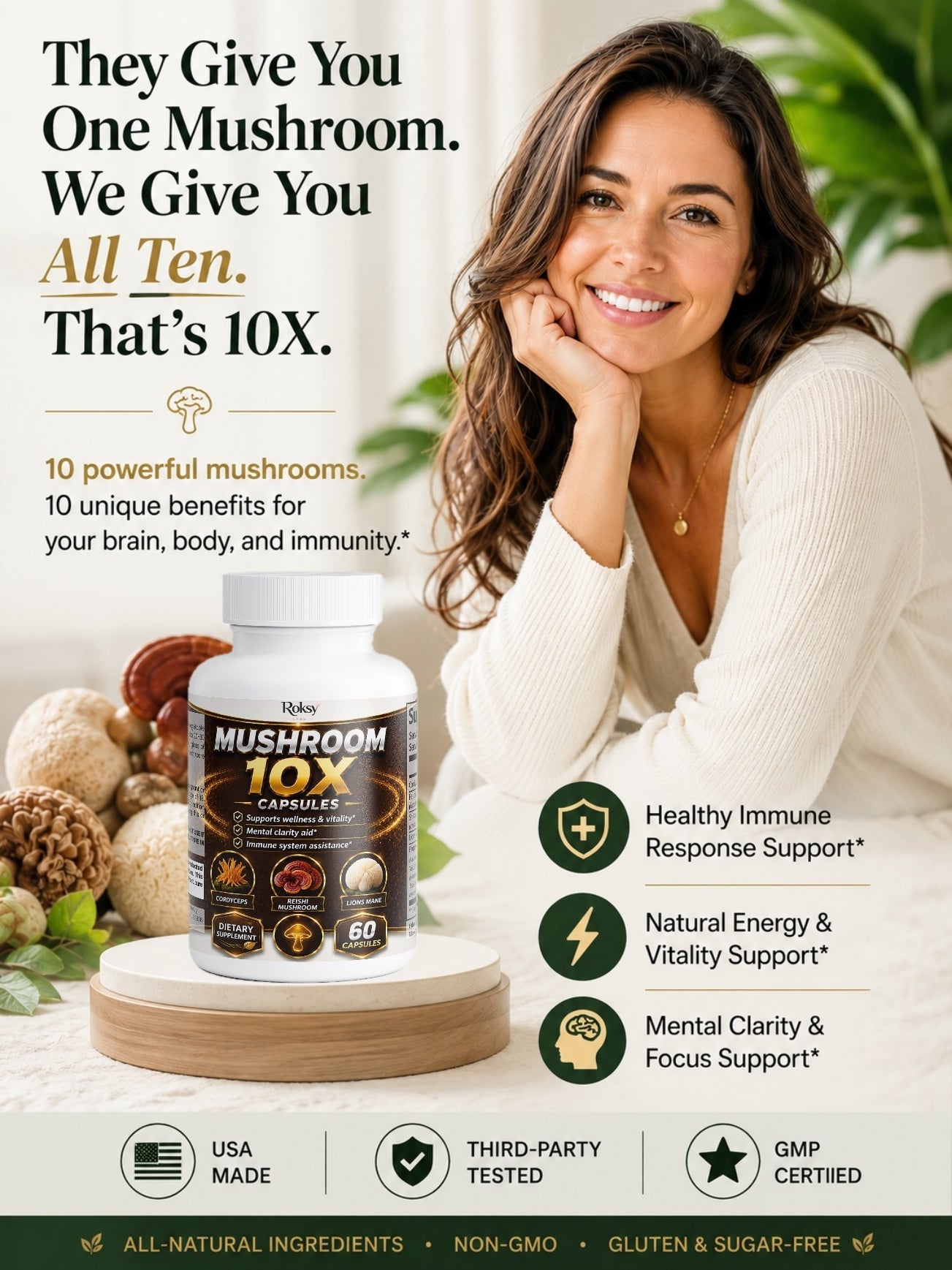 Mushroom 10X Capsules with Lion&