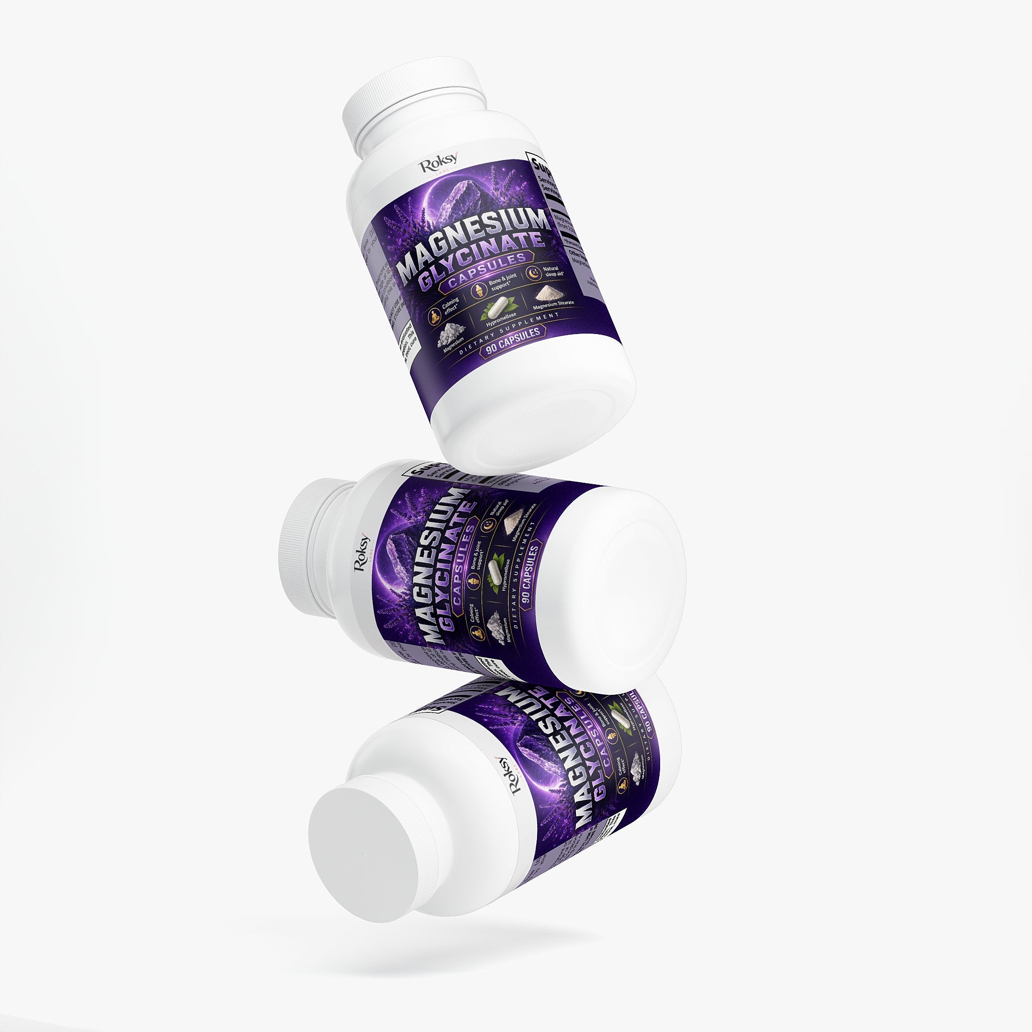 Magnesium Glycinate Capsules | Calm Sleep and Bone Support | 275mg High Bioavailability | 90 Capsules Roksy
