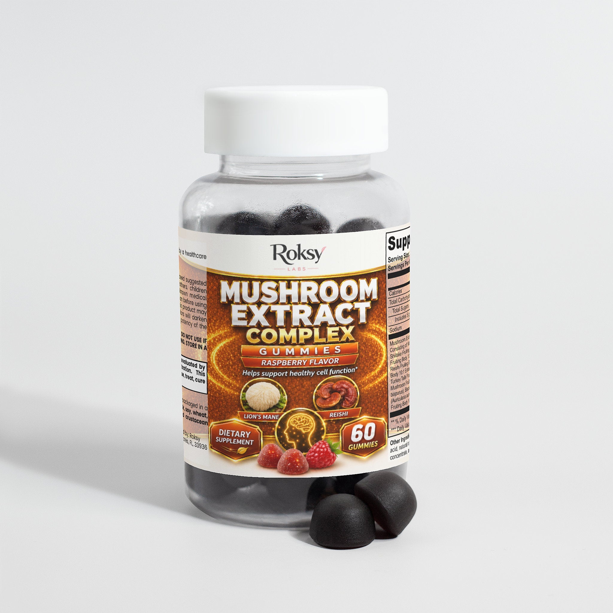 Mushroom Gummies for Enhanced Wellness Support | Mushroom Extract Complex 60ct Roksy
