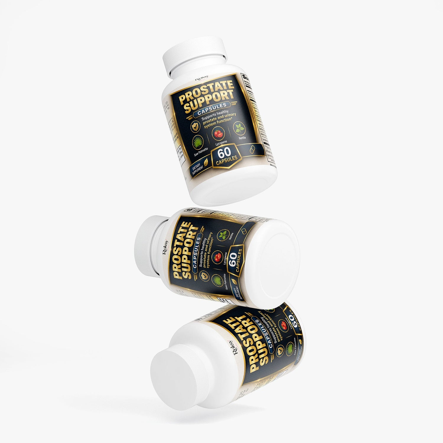 Prostate Support 60 Caps Saw Palmetto Nettle Pumpkin Seed Lycopene Roksy