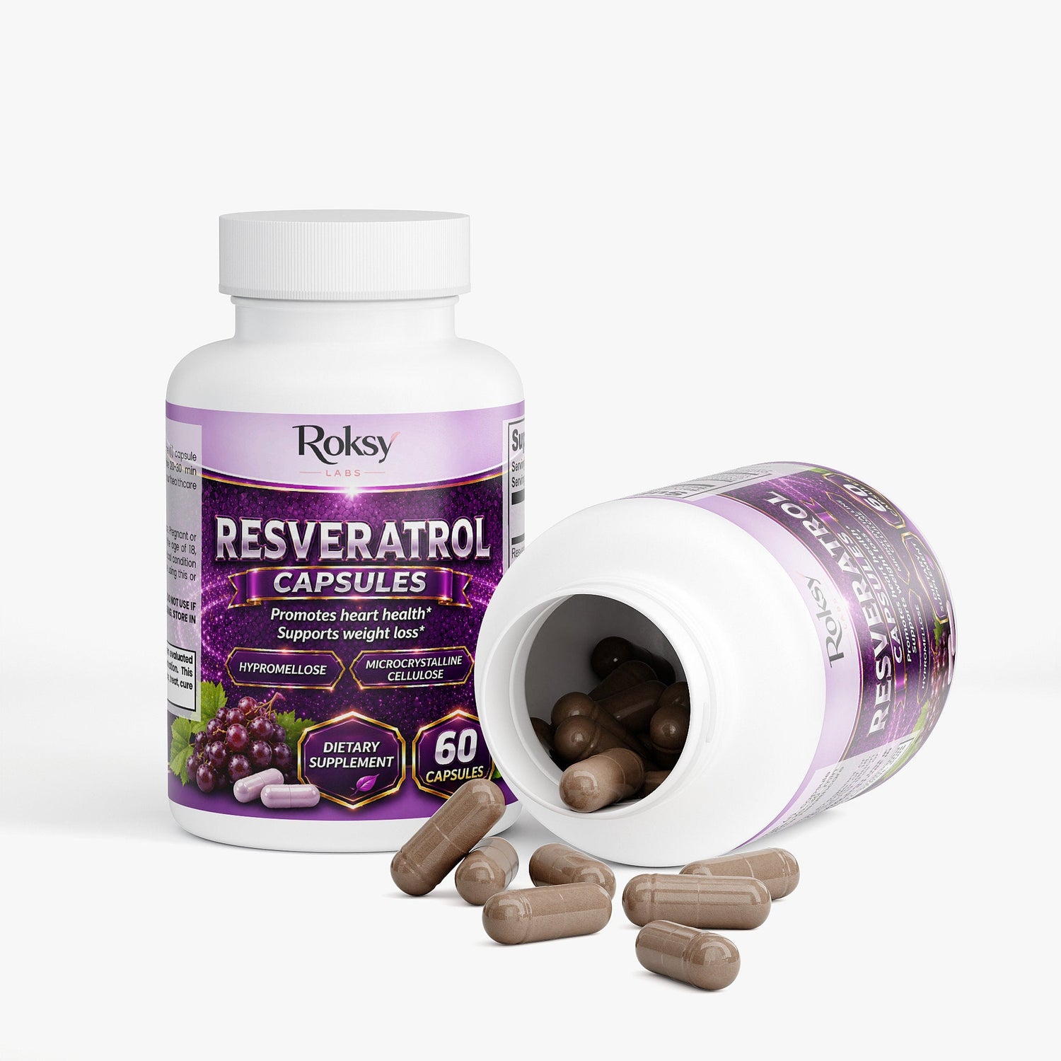 Resveratrol Capsules for Weight Management | Weight Loss and Heart Health 60ct Roksy