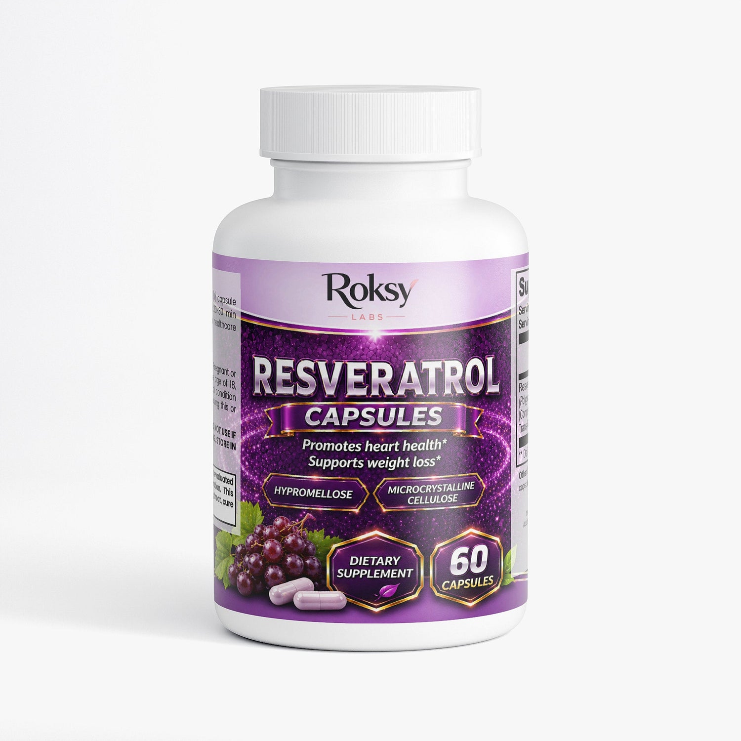 Resveratrol Capsules for Weight Management | Weight Loss and Heart Health 60ct Roksy