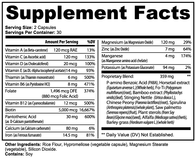 Beauty Glow Complex | Biotin 5000mcg Collagen Silica Horsetail Bamboo | Hair Skin and Nails Support | 60 Capsules Roksy