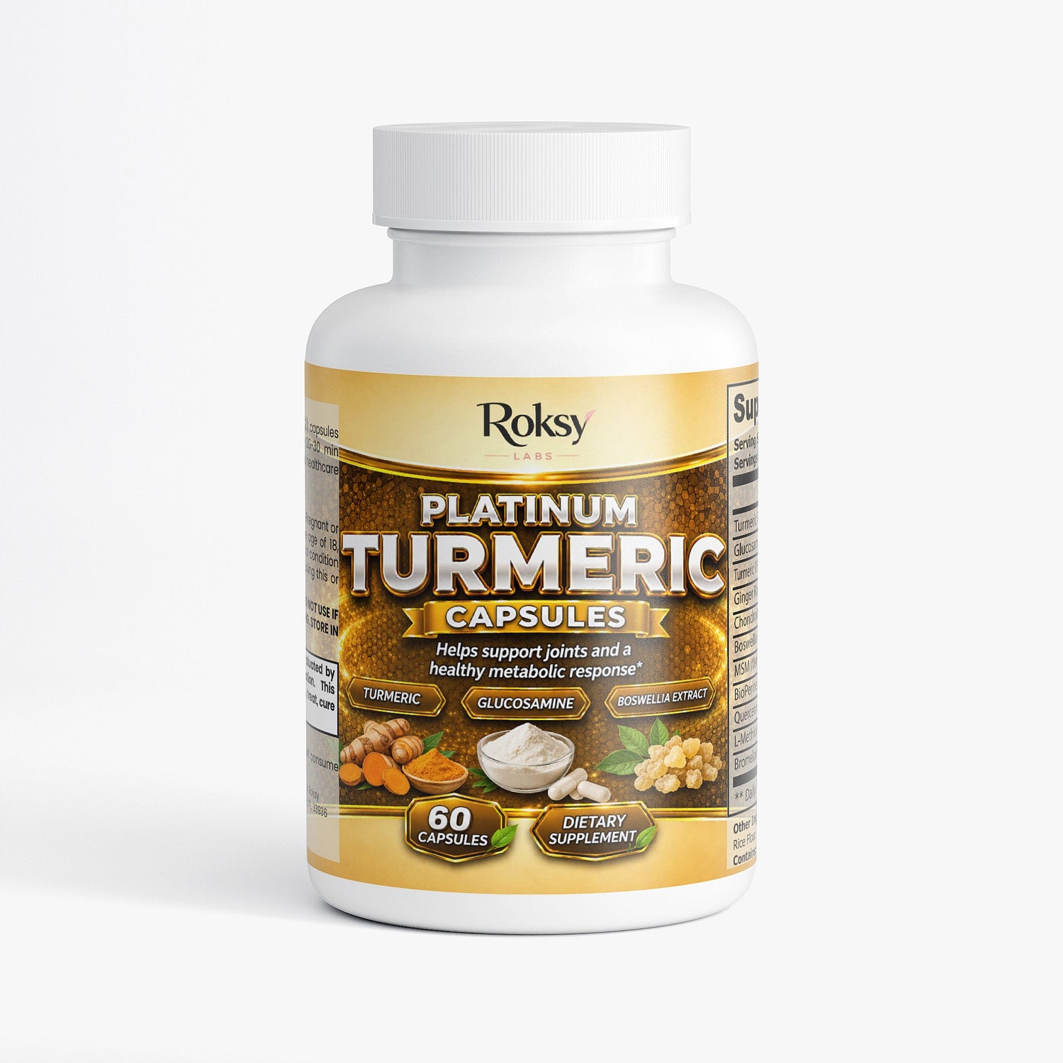 Platinum Turmeric Capsules for Joint Support 60 ct Roksy
