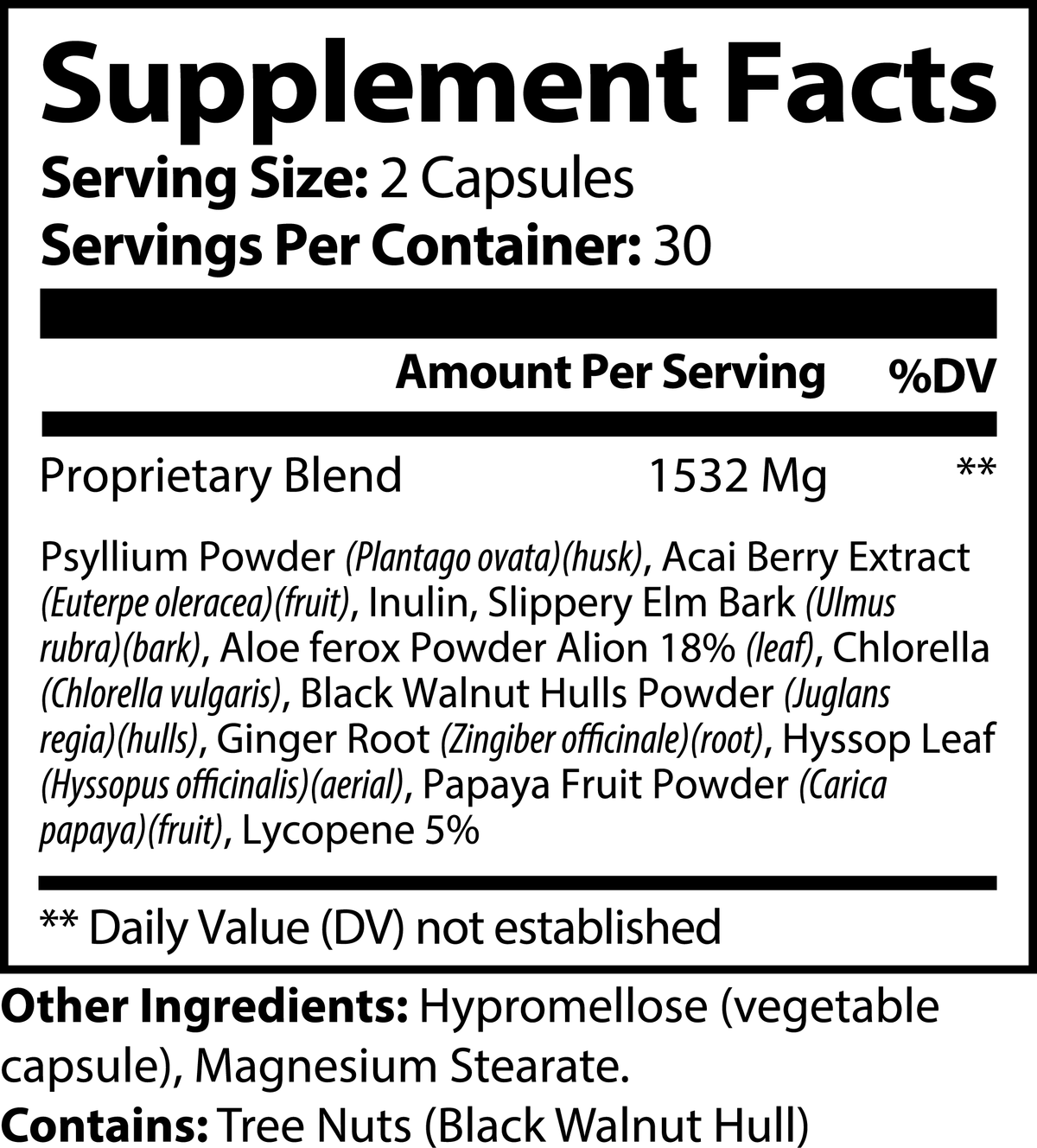 Max Detox Acai Berry Capsules for Cleanse Colon With Psyllium and Acai 60 ct Roksy