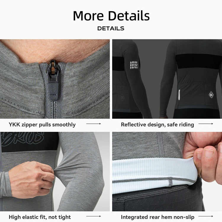 Men‘s Tencel Wool Cycling Jersey Breathable ROCKBROS-US