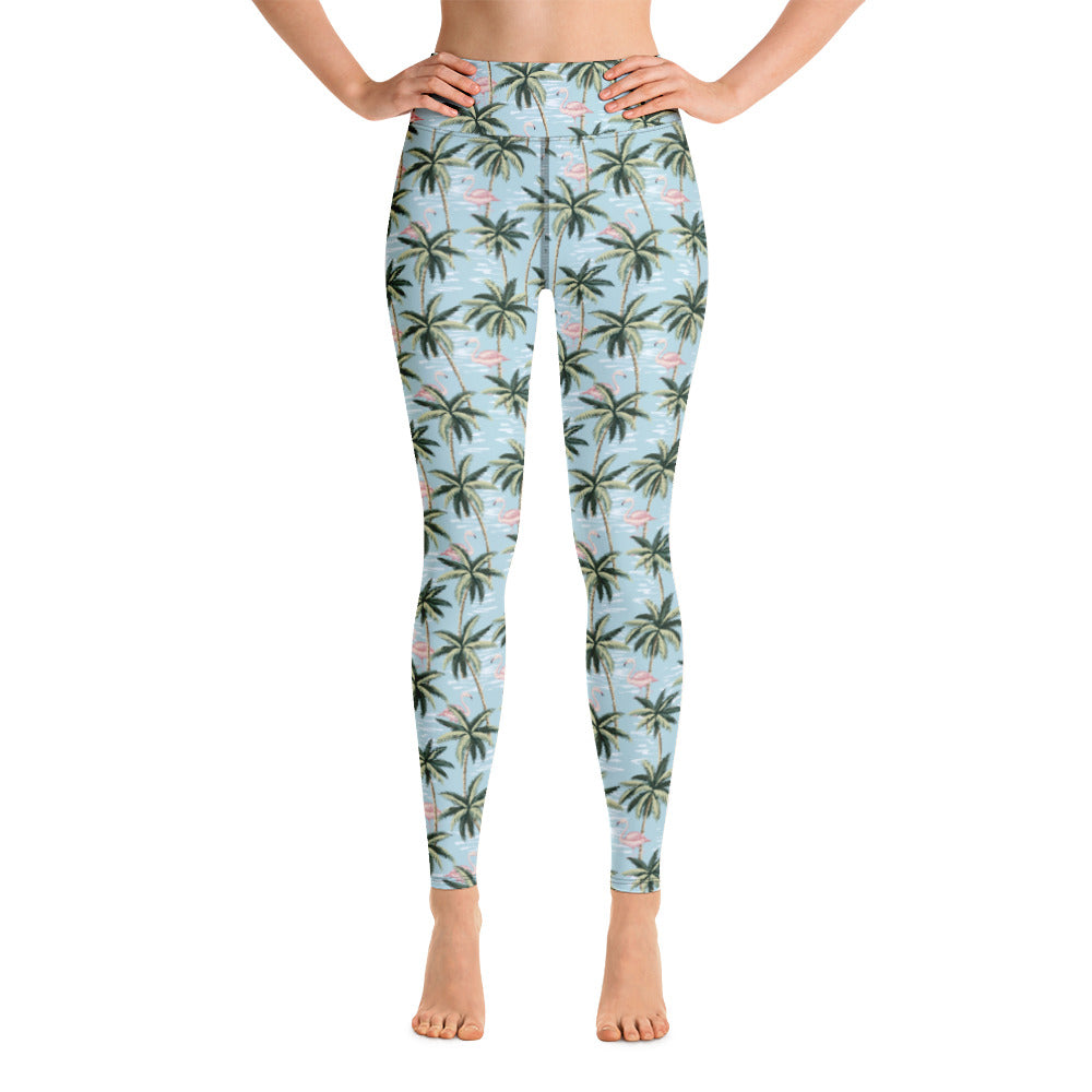 Womens Tropical Flamingo Yoga Leggings by Tropical Seas Clothing VYSN