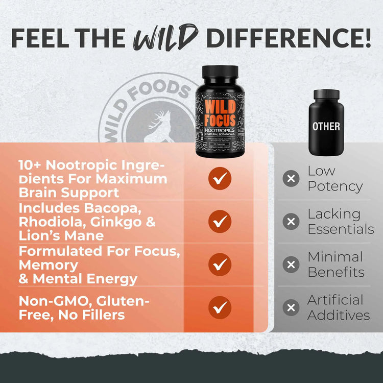 Focus Nootropic Blend, 30 servings – Cognitive Support for Memory & Focus Wild Foods