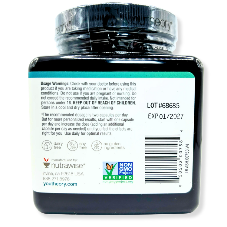 Youtheory Ashwagandha 1000mg – Stress Relief, Mood Support & Natural Energy – 60 Capsules Loopwell Market
